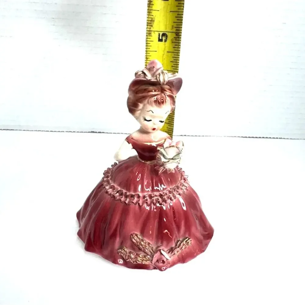 Vintage Arnart Japan Lady Figurine 7616 Red Dress Cherchez La Femme 1950s